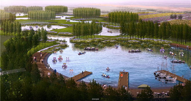 生態(tài)水廊道——城市生態(tài)綠肺公園景觀設(shè)計(jì)效果圖與生態(tài)園規(guī)劃